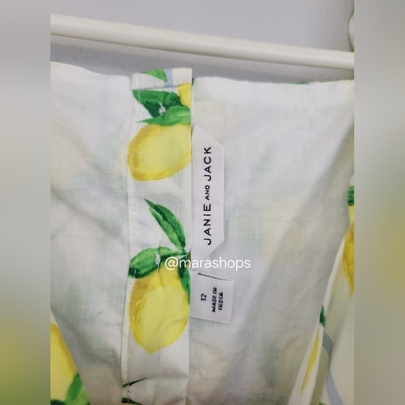 Janie & Jack Lemon Stripe Puff Sleeve Dress - Picture 6 of 6